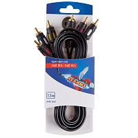 Шнур 3RCA - 3RCA REXANT, 1.5 м, GOLD | код 06-3050 | REXANT