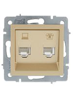 VESNA Розетка компьютер+телефон золото | код 742-3688-143 | LEZARD