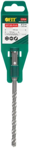 Бур по бетону SDS PLUS с двойн. резьбой 8х160мм FIT 32914 фото 3 Бур по бетону SDS PLUS с двойн. резьбой 8х160мм FIT 32914 фото 3