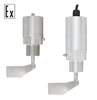 Механический ротационный датчик предельного уровня сыпучих материалов в корпусе из нерж. стали, -50 +80 С, Рmax=10 bar, 24 VDC, IP66, вибростойкость до 29g, лопасть складная двусторонняя 28х200 мм, нерж. сталь, скорость вращения 15 об/мин, соединение- рез