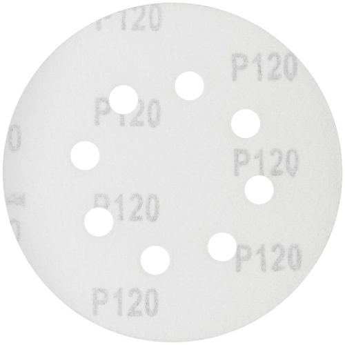 Круги шлифовальные с отверстиями (липучка), алюминий-оксидные, 125 мм, 5 шт Р 120 | код 39786 | FIT Круги шлифовальные с отверстиями (липучка), алюминий-оксидные, 125 мм, 5 шт Р 120 | код 39786 | FIT