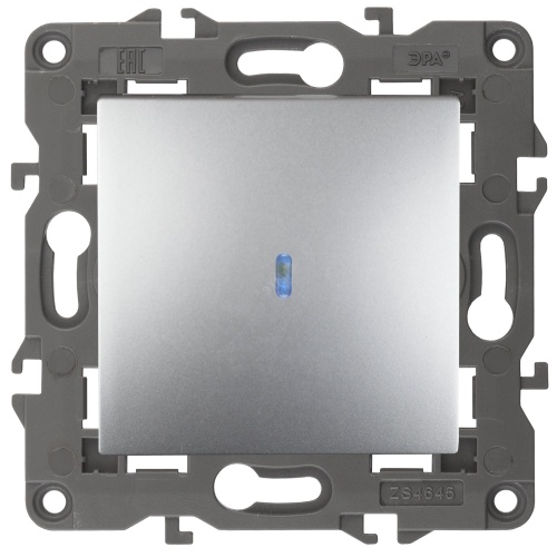 Выключатель с подсветкой, 10АХ-250В, Эра Elegance, алюминий,14-1102-03 | код Б0034217 | ЭРА