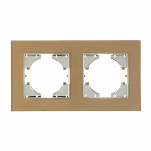 Рамка 2-местн. Ugra стекло шампань | код С1120-032 | GUSI Рамка 2-местн. Ugra стекло шампань | код С1120-032 | GUSI