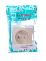 Розетка 1-м СП Vesna с заземл. ПБТ механизм крем.