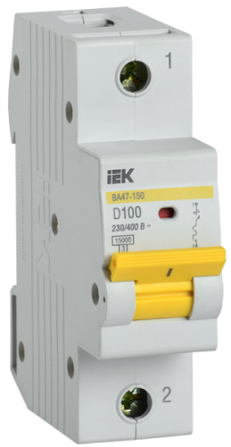 Выключатель автоматический однополюсный ВА47-150 100А D 15кА | код. MVA50-1-100-D | IEK 