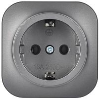 GLORY Розетка 1-местная для открытой установки с заземлением без защитных шторок 16А РС20-3-ХСм сталь матовый IEK | код ERH11-K46M-16 | IEK