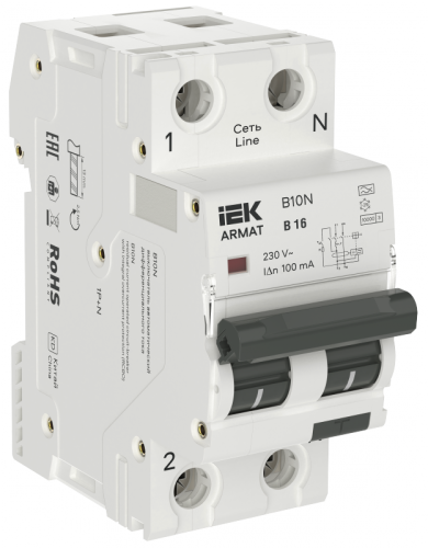 ARMAT АВДТ B10N 1P+NP B16 100мА тип A (36мм) IEK | код AR-B10N-1N-B016A100 | IEK ARMAT АВДТ B10N 1P+NP B16 100мА тип A (36мм) IEK | код AR-B10N-1N-B016A100 | IEK