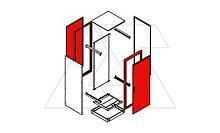 Две сварные рамы щита NEO 1800x600мм (ВxШ), фронтальная дверь, задняя панель, RAL7035, IP55 | код 616-181 | Tekpan