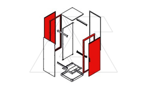 Две сварные рамы щита NEO 1800x600мм (ВxШ), фронтальная дверь, задняя панель, RAL7035, IP55 | код 616-181 | Tekpan