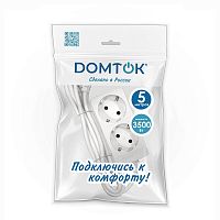 Удлинитель 2х5м с заземл. 16А IP20 3.5кВт ПВС 3х1 бел. DOMTOK 2387