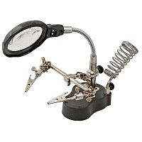 Штатив для платы с лупой и подставкой для паяльника RUICHI MG16126-A, 3.5X/12X | код 91341 | Ruichi