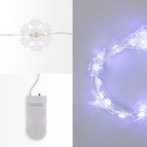 Гирлянда домашняя светодиодная Снежинки 2м 20LED белый | код 303-010 | Neon-Night