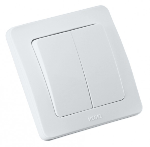 Выключатель двухклавишный скрытый белый 10А | код ВС10-351 | HEGEL