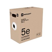 Кабель витая пара F/UTP кат.5E 4PR 24AWG ZH нг(А)-HF INDOOR SOLID сер. РФ (305м) Rexant 01-0169-R