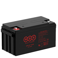 WBR GPLG12-65 Гелиевая аккумуляторная батарея для ИБП, напряжение: 12В, ёмкость: 65Ач, клеммы типа: Под болт М6, Размеры ДШВ: 350x166x179мм, вес: 21кг. Срок службы: 12 лет | код WBR GPLG12-65 | WBR