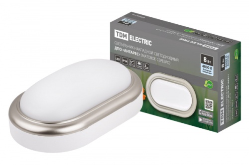 Светильник накладной LED ДПО Антарес 8Вт 4000К овал 168*100*58 мм мат.серебро IP54 TDM | код SQ0354-0017 | TDM Светильник накладной LED ДПО Антарес 8Вт 4000К овал 168*100*58 мм мат.серебро IP54 TDM | код SQ0354-0017 | TDM