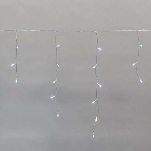 Гирлянда светодиодная Айсикл (бахрома) 5х0,6м, с эффектом мерцания, прозрачный провод, IP44, 230В, диоды БЕЛЫЕ, 112LED NEON-NIGHT | код 255-525 | NEON-NIGHT