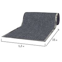 Коврик дорожка ворсовый влаго-грязезащита LAIMA, 1,2х15 м, толщина 7 мм, РЕБРИСТЫЙ, серый, В РУЛОНЕ, 602881 | код 602881 | LAIMA