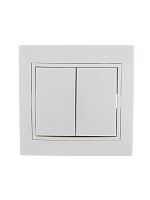 Выключатель 2-кл. СП Мира 10А IP20 с бел.вставкой бел. LEZARD 701-0202-101