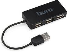 Разветвитель USB 2.0 Buro BU-HUB4-U2.0-Slim 4порт. черный | код 389734 | BURO