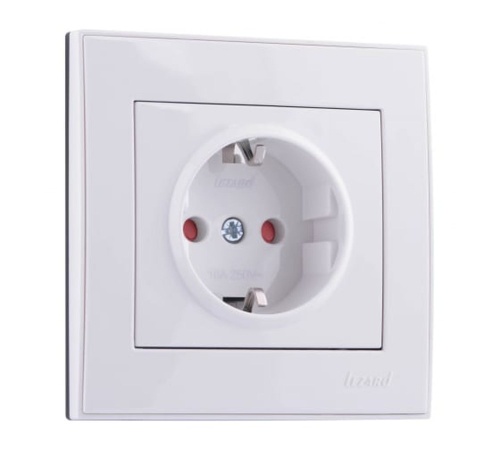 Розетка RAIN с защитой от детей керамика белая | код 703-0202-124 | Lezard