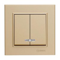 Выключатель 2-кл. СП Karea 10А IP20 латунь с подсветкой Makel 56057023