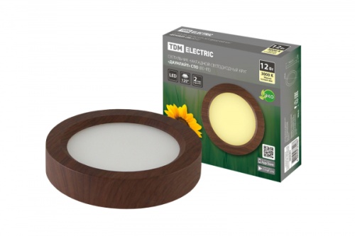 Светильник накладной светодиодный круг Даунлайт СПО (венге) 12 Вт 170*32 мм 3000К TDM | код SQ0329-0413 | TDM