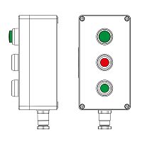 Взрывозащищенный пост управления из полиэстера CPE-P-04-(1xLG(250)-1xP1R(11)-1xP1G(11))-1xKH2MHK(C)1Ex d e IIC Т5 Gb / Ex tb IIIC T9 | код 2231.041.22.120P | DKC
