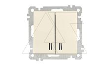 21 - Выключатель двухклавишный с подсветкой, пруж. зажимы, сл.кость | код 2100-426-0102 | Mutlusan