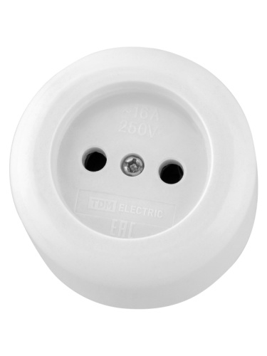 Розетка 2П 16А 250B о/у белая Ретро (карболит) TDM | код SQ1806-0602 | TDM Розетка 2П 16А 250B о/у белая Ретро (карболит) TDM | код SQ1806-0602 | TDM