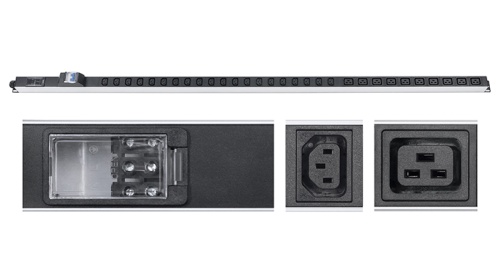 Cabeus PDU-32-10C19-20C13-B-T Блок розеток для 19 шкафов, вертикальный, 10 розеток IEC 320 C19, 20 розеток IEC 320 C13, 32А, автомат защиты, алюминиевый корпус, клеммная колодка | код 9546c | Cabeus