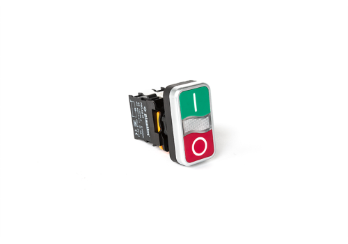 PB0-AW734M5 Двойная кнопка 1NO + 1NC, с подсветкой, AC 230 В. (Красный - Зеленый) | код PB0-AW734M5 | Plastim
