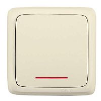 Переключатель 1-кл. ОП Альфа 10А IP20 с индикацией сл. кость HEGEL ВА10-162-01