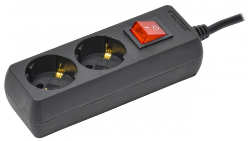 Удлинитель У02К 2 места с/з 5м 3х1мм2 16А 250В чер. IEK | код WYP10-16-02-05-ZK-K02 | IEK