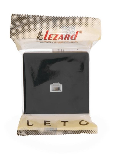 Розетка телефонная 1-м ОП LETO черн. бархат LEZARD 752-4200-137
