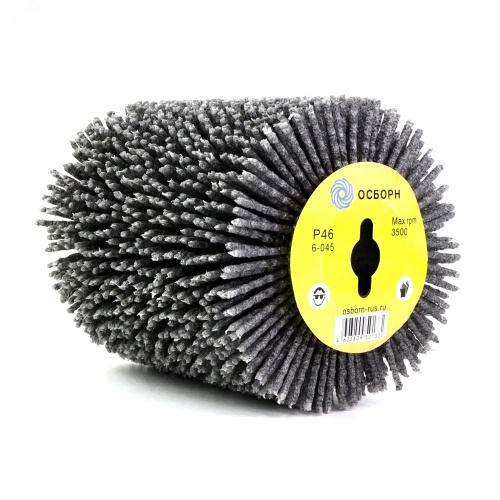 Щетка валик спиральная Д100x120x13, ворс полимер абразив P46 по дереву (6-045) | код PLM.SBMAKP46 | ОСБОРН