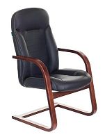 Кресло Бюрократ T-9923WALNUT-AV черный кожа полозья дерево коричневый | код 1163899 | БЮРОКРАТ