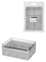 Распаячная коробка ОП 190х140х70мм, прозрач. крышка, IP55, 10 гермовводов, инд. штрихкод, TDM | код SQ1401-1142 | TDM