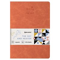 Тетрадь 48 л. в клетку обложка фактурный кожзам, сшивка, A5 (147х210мм), ОРАНЖЕВЫЙ, BRAUBERG SKY, 403868 | код 403868 | BRAUBERG