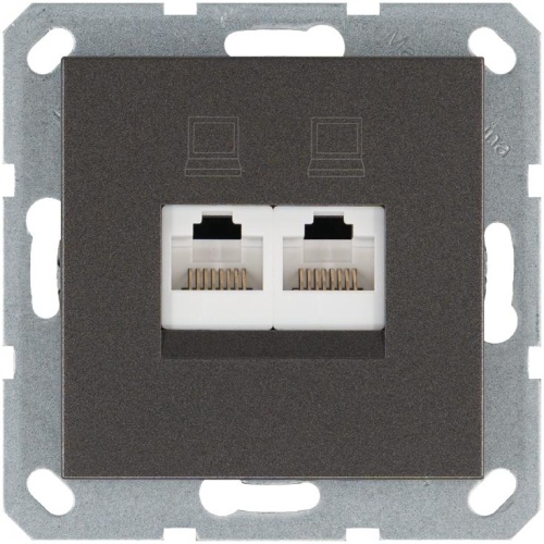 Интернет-розетка RJ45 двойная с накладкой, цвет Мокко | код G6106Z | Jasmart