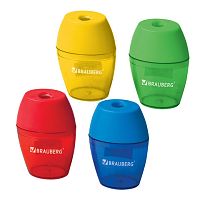 Точилка BRAUBERG Diamond, с контейнером, овальная, в дисплее, ассорти, 222491 | код 222491 | BRAUBERG