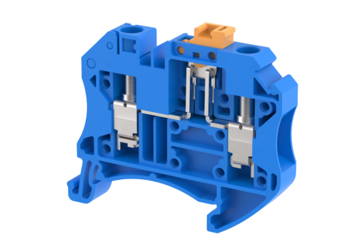 Клемма проходная винтовая 6 мм2, с размыкателем на 2 подключения, синяя TQK6-BLUE | код 1204120001 | Elmex