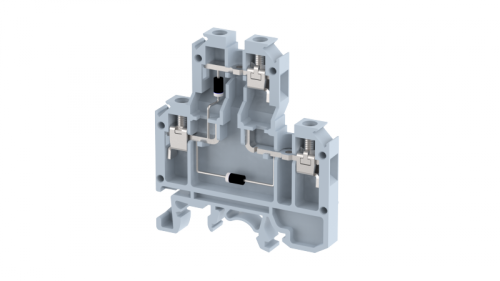 Клемма проходная винтовая с электронными компонентами 2,5 мм2, двухуровневая, 2 диода 1N 4007 с общим катодом, на 3 подключения, черная KUDD4CC1_MT0716C(BK) | код 1102520315 | Elmex