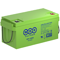 WBR GPL12650 Аккумуляторная батарея для ИБП, напряжение: 12В, ёмкость: 65Ач, клеммы типа: внутренний болт М6, Размеры ВШГ: 350x167x179мм, вес: 21,4кг. Срок службы: 12 лет. | код WBR GPL12650 | WBR