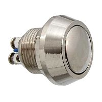 Кнопка антивандальная без подсветки RUICHI PBS-28B, М12, IP65, 36 В, никелированная латунь | код 88424 | Ruichi
