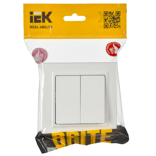 BRITE Выключатель 2-клавишный 10А в сборе ВСР10-2-0-БрБ белый | код BR-V20-0-10-K01-F | IEK фото 4