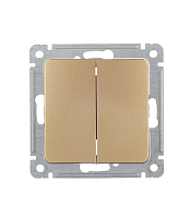 MASTER Выключатель двухклавишный скрытой установки, в рамку, золото | код ВС10-451-07 | HEGEL