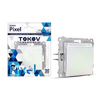 Розетка 1-м СП Pixel 16А IP20 с заземл. защ. шторки с крышкой механизм перламутр. | код TKE-PX-R1ZSW1-C04 | TOKOV ELECTRIC