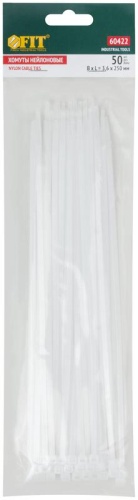 Хомуты нейлоновые, белые для проводов, 50 шт., 250X3 | код 60422 | FIT фото 3