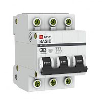 Автоматический выключатель 3P 16А (B) 4,5кА ВА 47-29 EKF Basic|mcb4729-3-16-B|EKF 